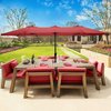 Pure Garden 15 ft Double Sun Patio Umbrella, Red, 12 Steel Ribs, 1.9 in Dia Steel Pole, Easy Crank Lift 50-LG1282